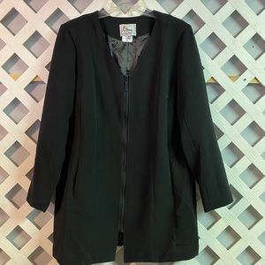 Linea by Louis Dell’Olio V-Neck Zip Front Jacket Black Regular 12